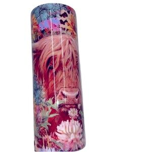 Colorful cow with horns tall Floral Tumbler no lid